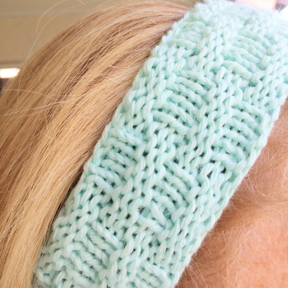 Headband Spa Essential Handmade Cotton Knit Mint Green - Picture 9 of 11
